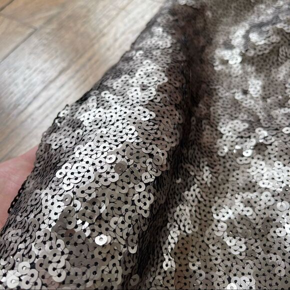 Shiny Silver Sequin Mini Skirt Sz– Stretch Wedding Cocktail Party - Picture 4 of 4